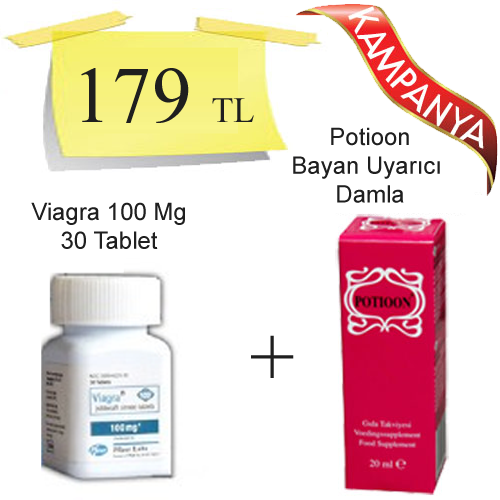 Viagra 100 mg 30 Tablet + Potioon Bayan Azdırıcı Damla