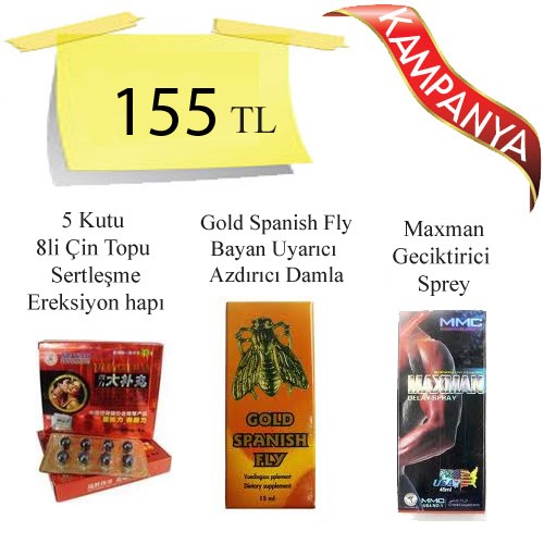 Çin Topu 8 li Bitkisel Viagra + Gold Spanish Fly Bayan Azdırıcı Damla + Maxman Delay Geciktirici Sprey