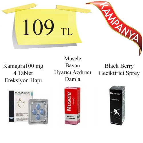 Kamagra Tablet + Musele Bayan Azdırıcı Damla + Black Berry Delay Spray Geciktirici