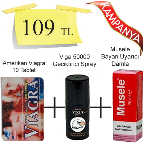 Amerikan Viagra Demir Kutu + Musele Bayan Azdırıcı Damla + Viga 50000 Geciktirici Sprey