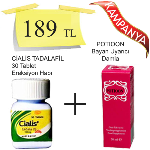 Cialis 100 mg 30 Tablet + Potioon Bayan Azdırıcı Damla