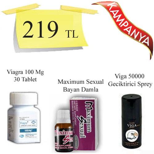 Viagra 100 mg 30 Tablet + Maximum Sexual Bayan Azdırıcı Damla + Viga 50000 Geciktirici Sprey